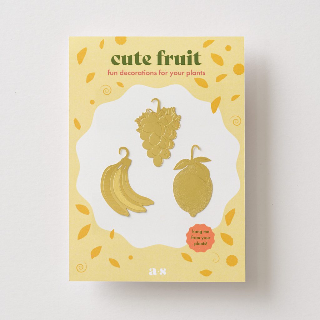 Another Studio Cute Fruits Yellow Trio - Pflanzendeko aus Messing Zitrone, Banane, Trauben