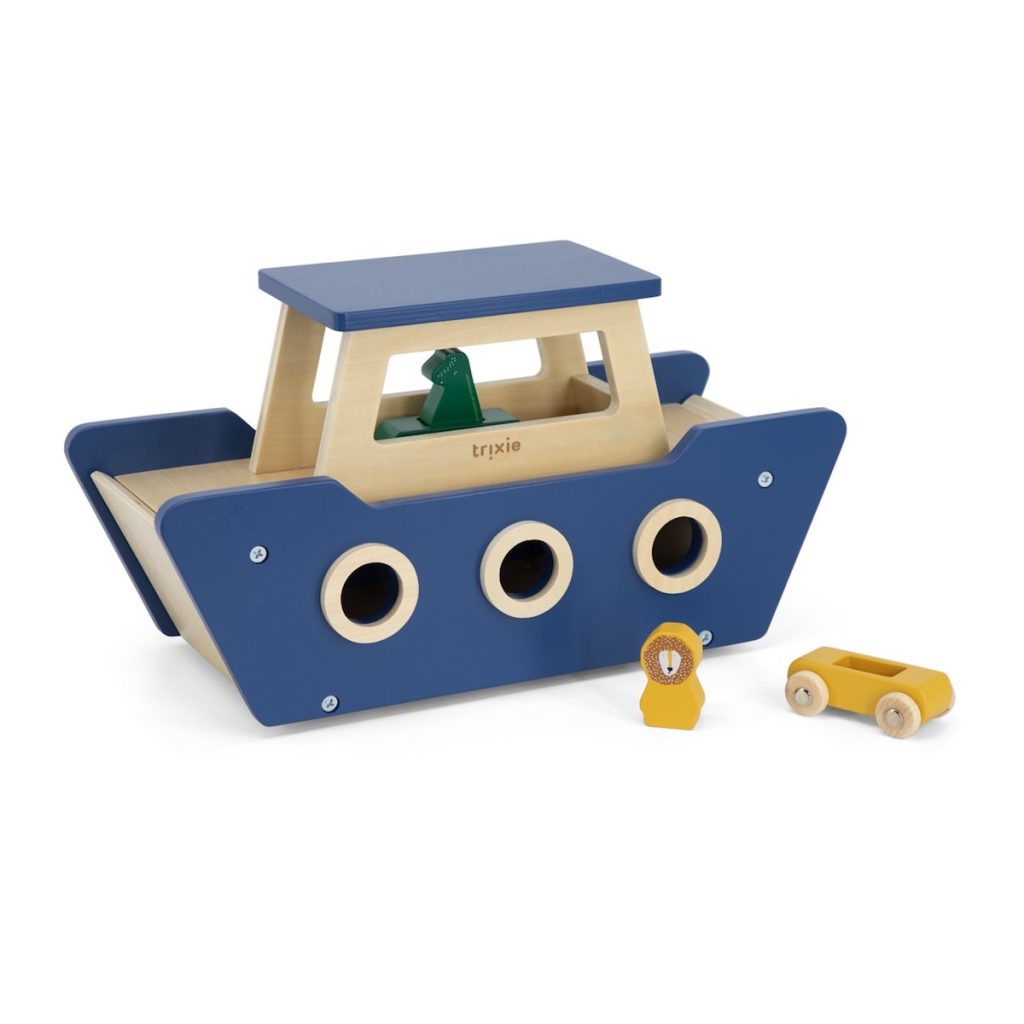 Trixie Wooden Ferryboat - Holzfähre mit Autos und Tieren - nachhaltiges Holzspielzeug